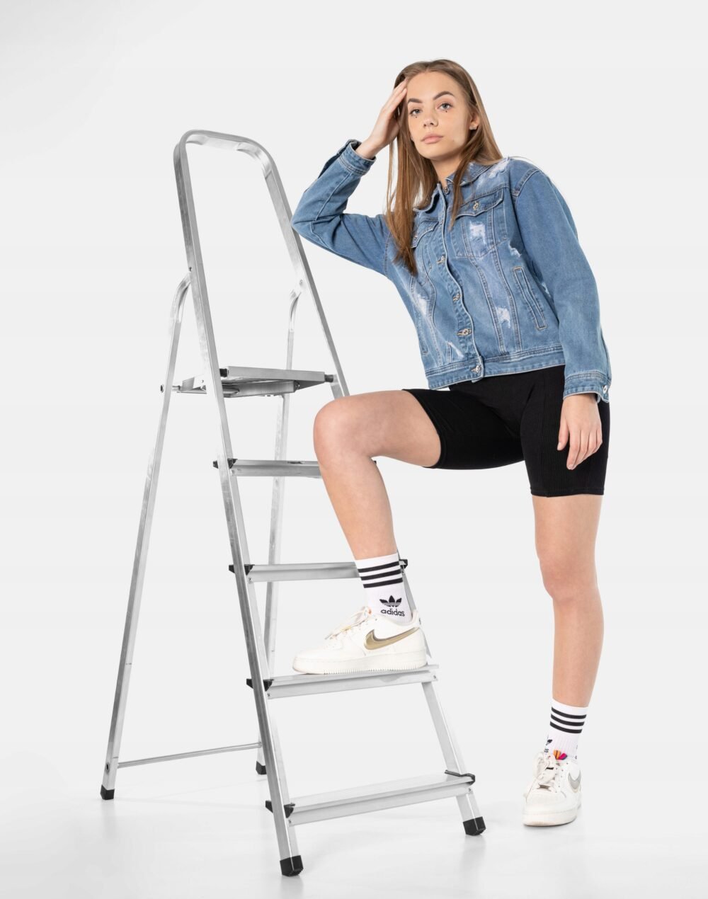 ripped jeans for women Blue Denim Jacket - Image 4