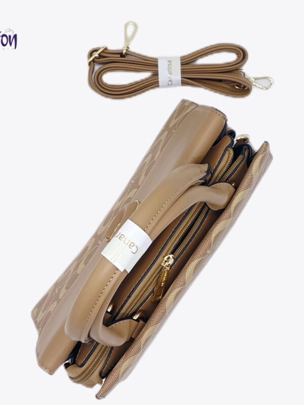 CanarLisa Caramel Lady's Handbag with shoulder Strap - KP 8641 - Image 6
