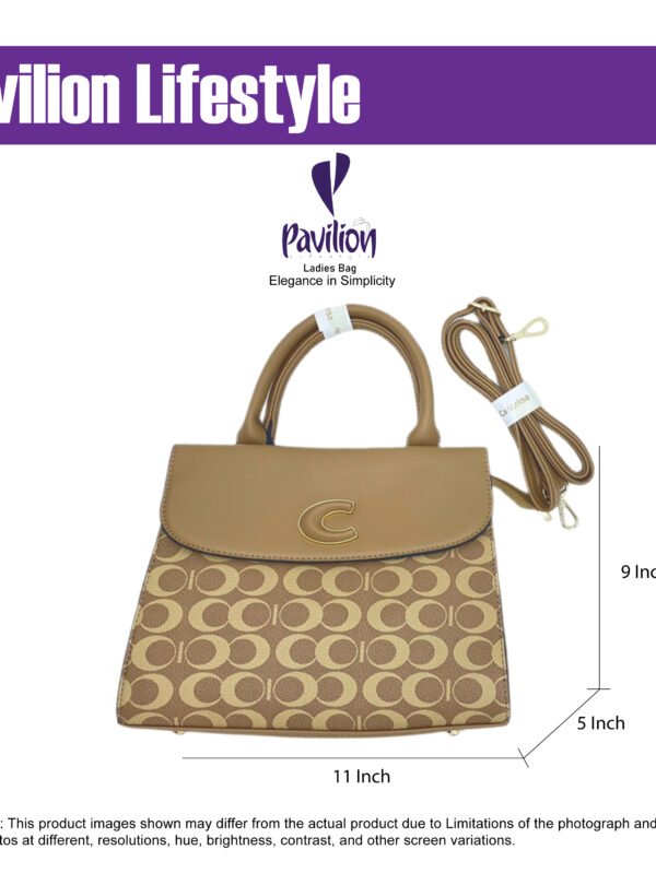 CanarLisa Caramel Lady's Handbag with shoulder Strap - KP 8641 - Image 8